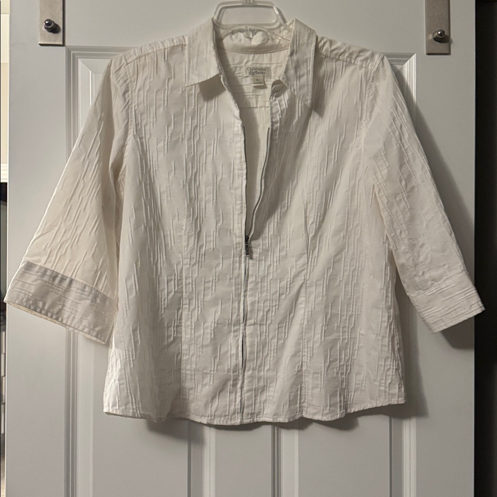 Christopher & Banks Ivory Textured Top